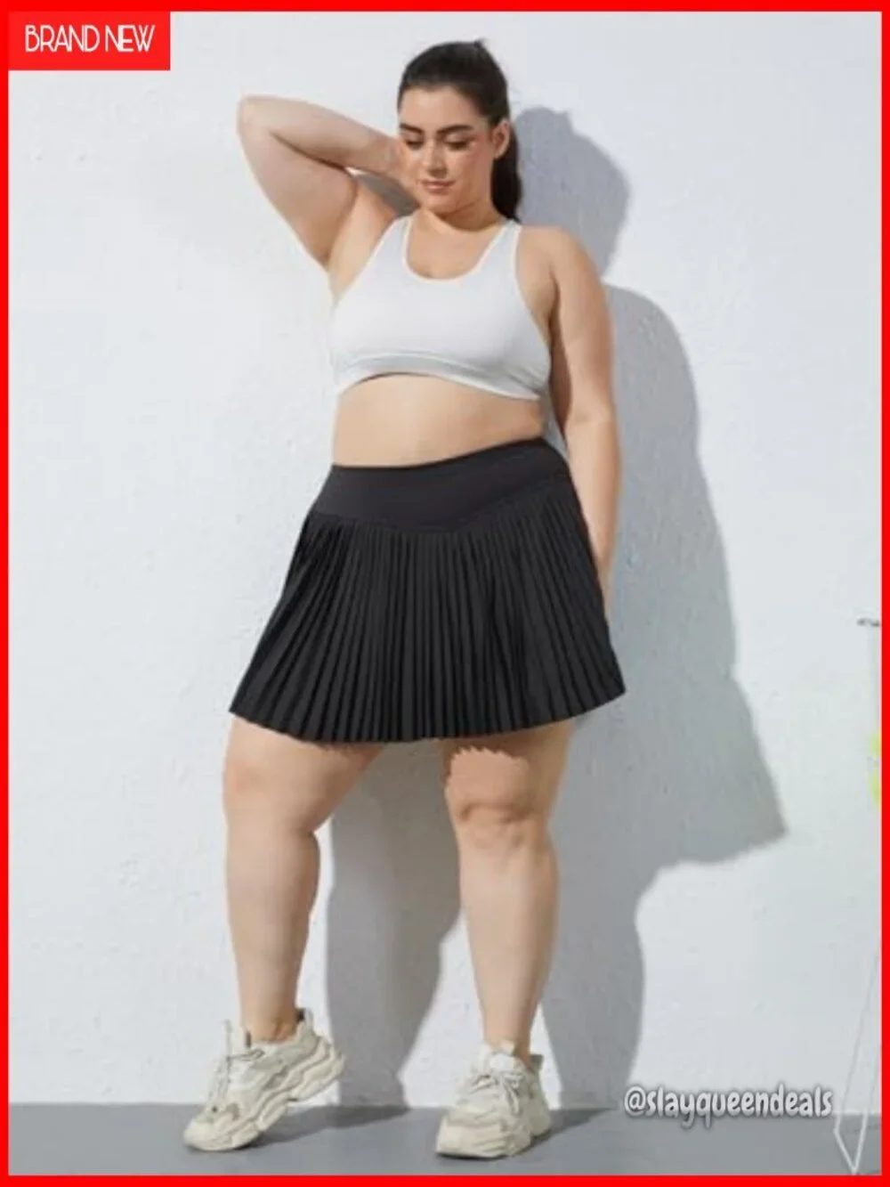 Plus Size Pleated Tennis Skirt with Pockets High Waisted Athletic Skort XL-5XL
